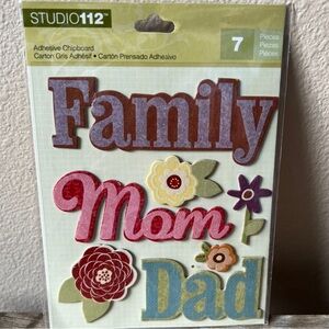 Studio 112 Family Dimensional Board Stickers Sparkle Scrapbooking Crafts NWT
